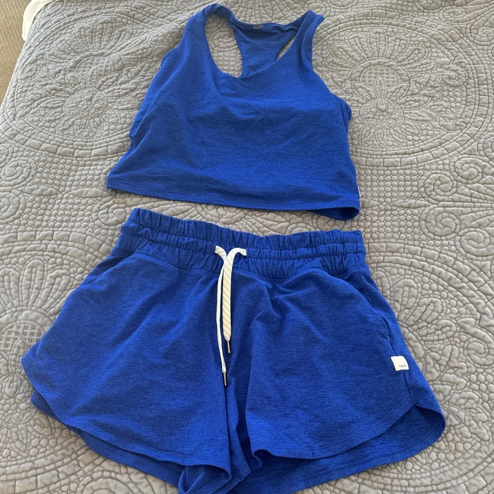 Vuori Halo Halter Top and Short Set in Copenhagen Blue Size S